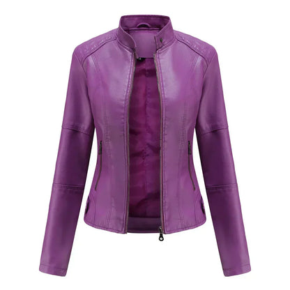 Diletta™ - Minimalist Smooth Leather Jacket