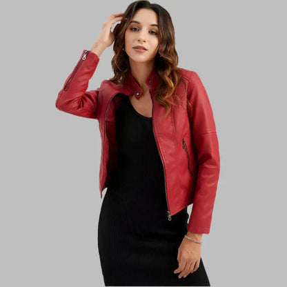 Diletta™ - Minimalist Smooth Leather Jacket