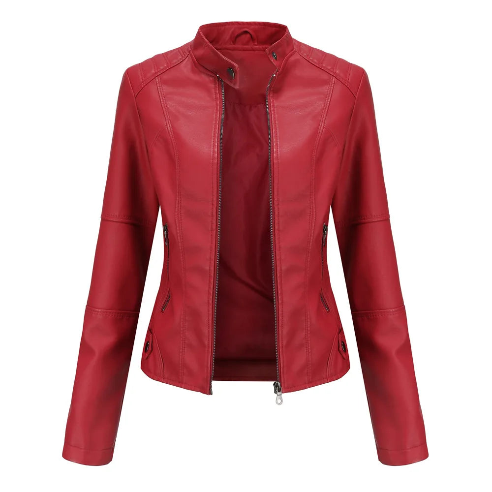 Diletta™ - Minimalist Smooth Leather Jacket