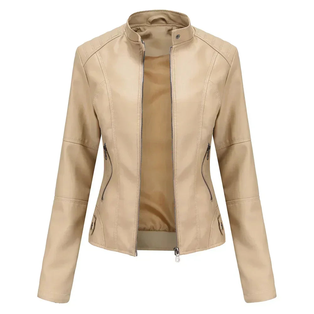 Diletta™ - Minimalist Smooth Leather Jacket