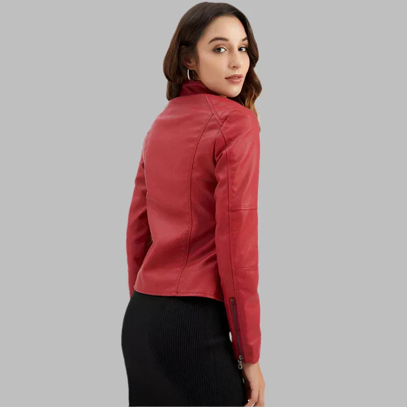 Diletta™ - Minimalist Smooth Leather Jacket