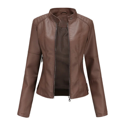 Diletta™ - Minimalist Smooth Leather Jacket