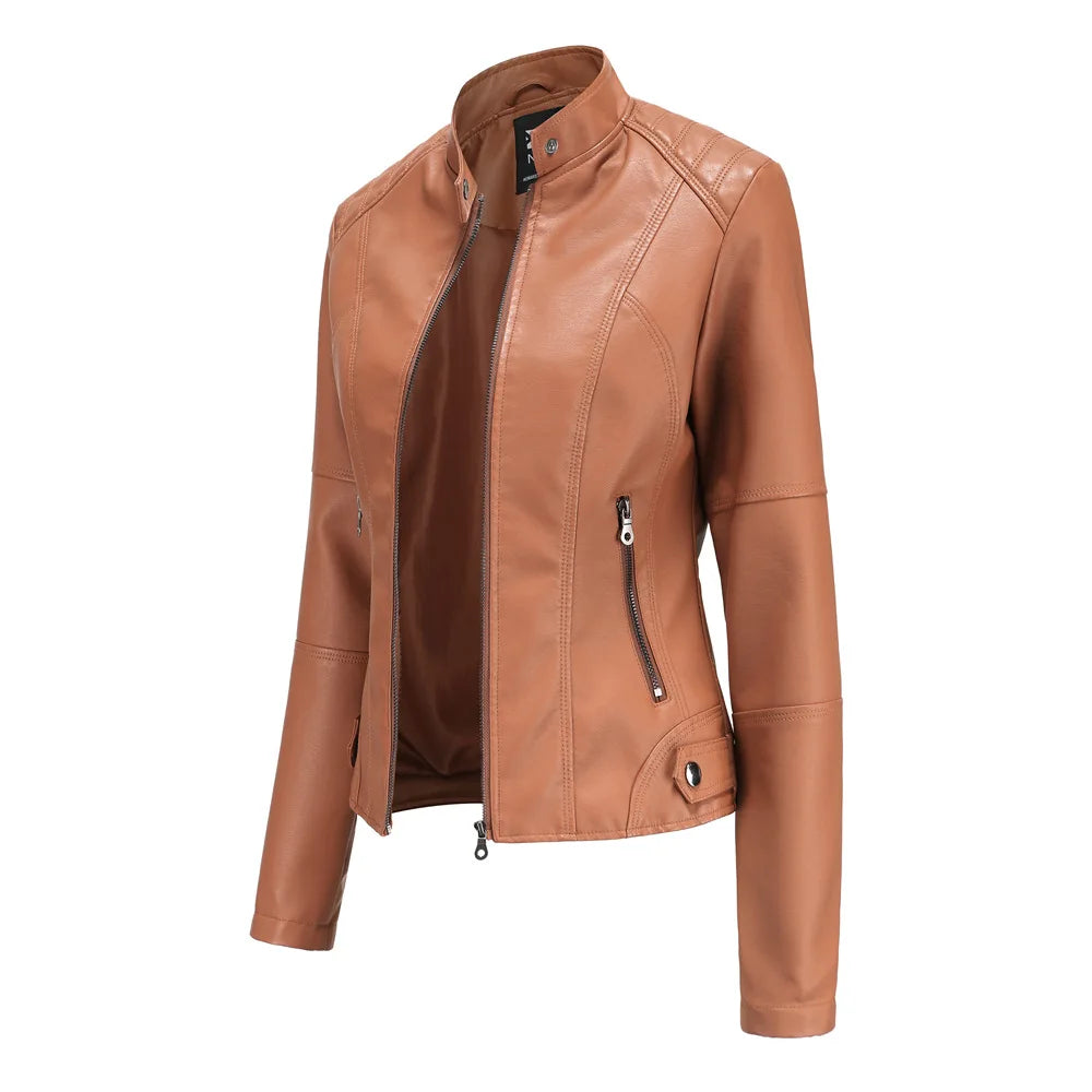 Diletta™ - Minimalist Smooth Leather Jacket