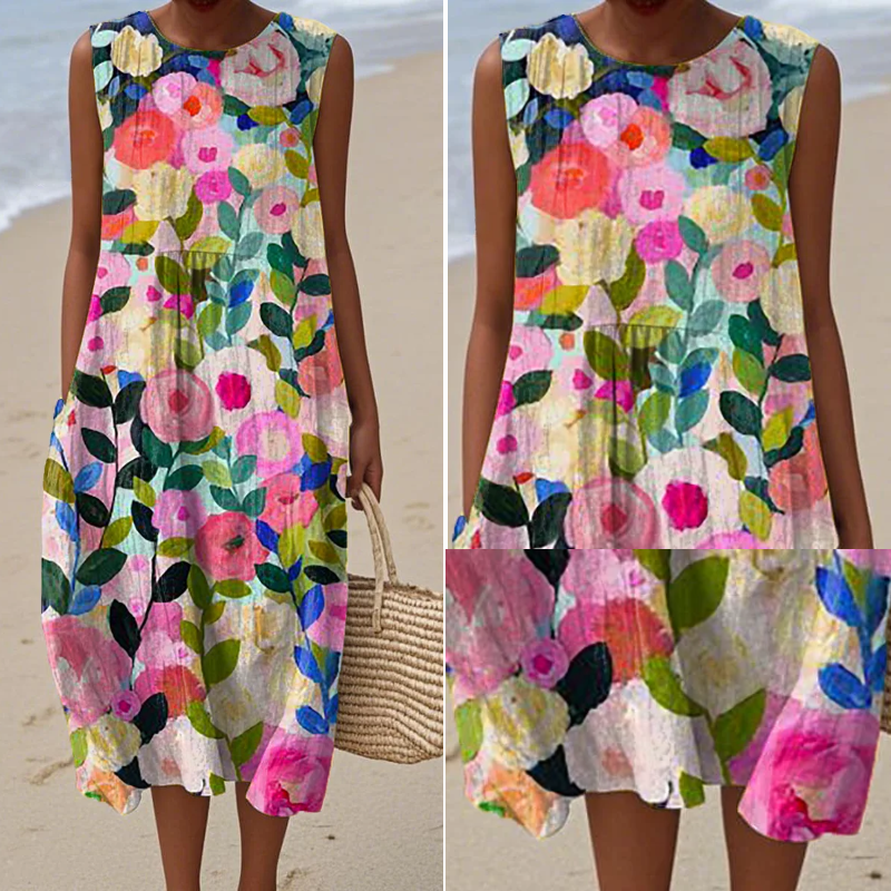Floraine™ - Sleeveless floral dress for women