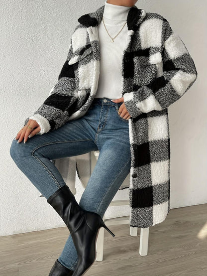 Liora™ - Checked long loose coat