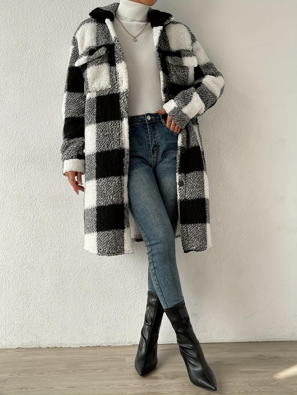 Liora™ - Checked long loose coat
