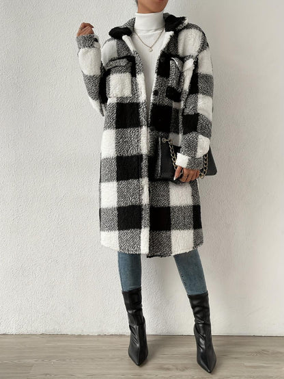 Liora™ - Checked long loose coat