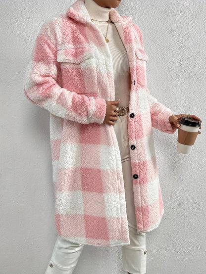 Liora™ - Checked long loose coat