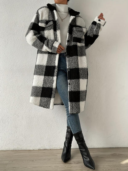 Liora™ - Checked long loose coat