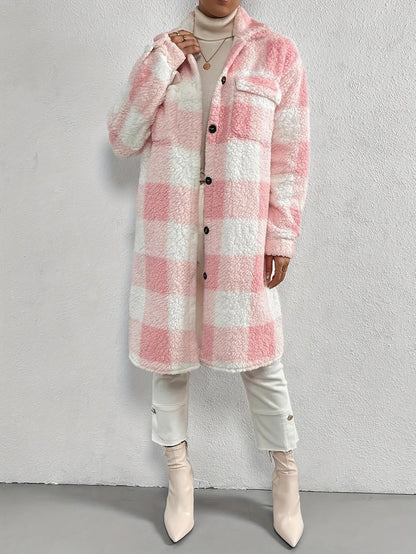 Liora™ - Checked long loose coat