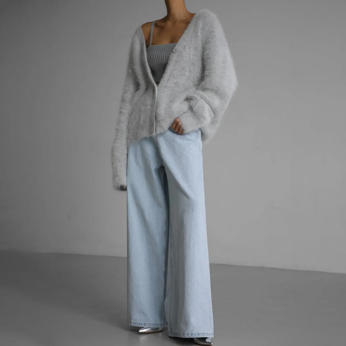 Serena™ - Buttoned Furry Cardigan