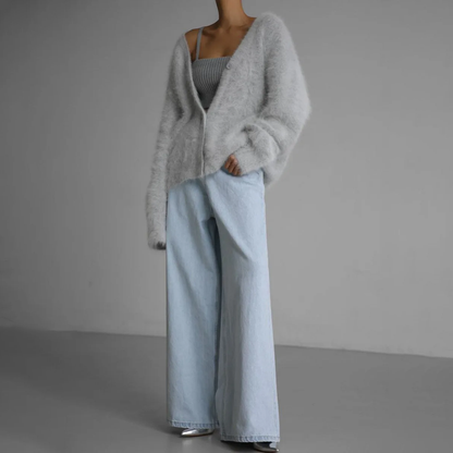 Serena™ - Buttoned Furry Cardigan