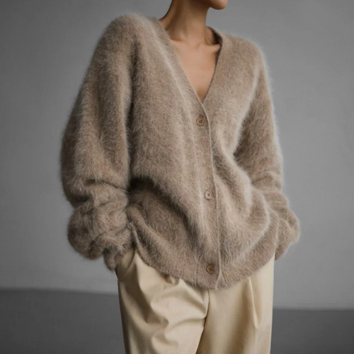 Serena™ - Buttoned Furry Cardigan