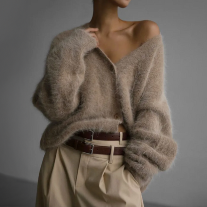 Serena™ - Buttoned Furry Cardigan