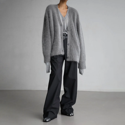 Serena™ - Buttoned Furry Cardigan
