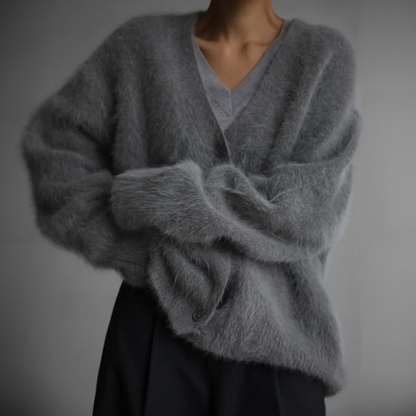 Serena™ - Buttoned Furry Cardigan