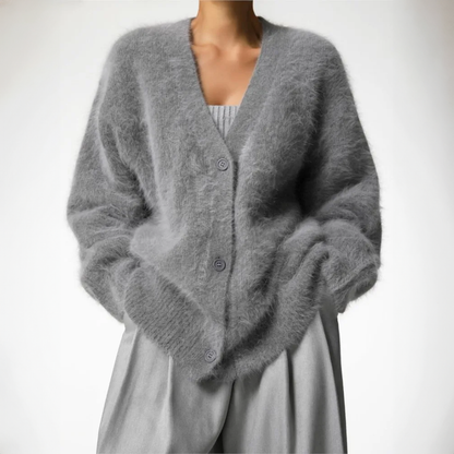 Serena™ - Buttoned Furry Cardigan