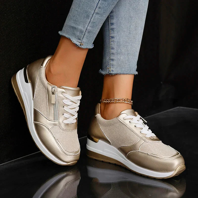 Nicole™ - Metallic Zip Sneakers