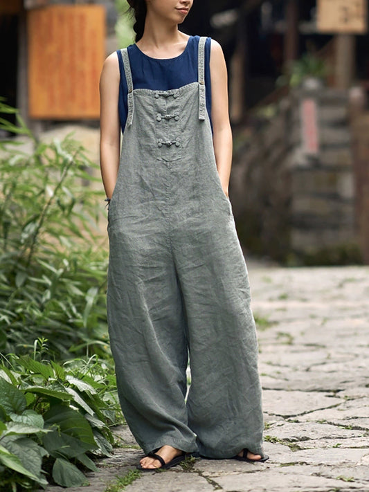 Cindy™ - Retro Solid Color Jumpsuit