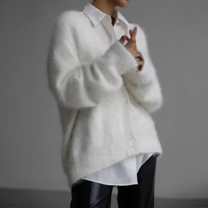 Serena™ - Buttoned Furry Cardigan