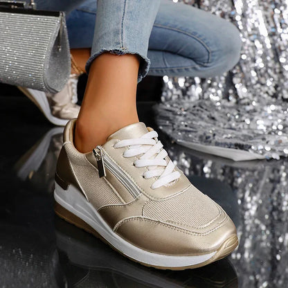 Nicole™ - Metallic Zip Sneakers