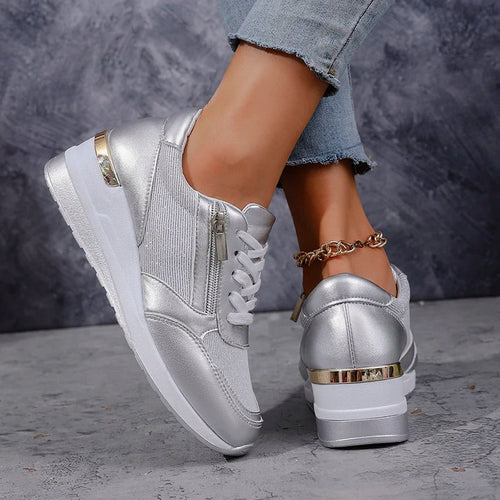 Nicole™ - Metallic Zip Sneakers
