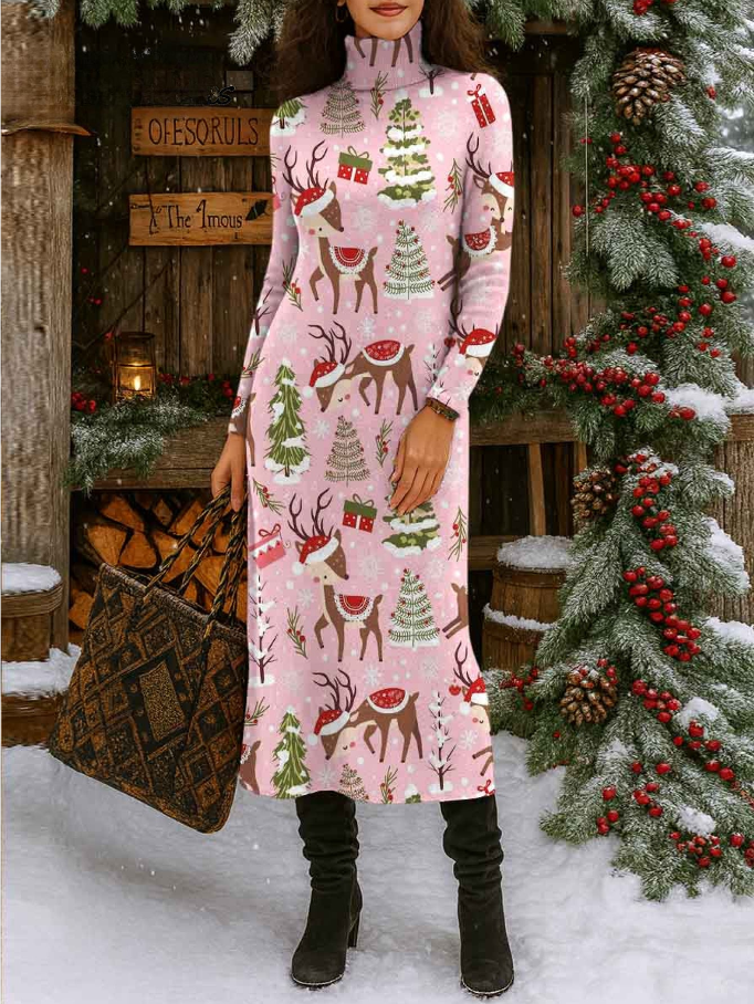 Maura™ - Christmas Turtleneck Knit Dress