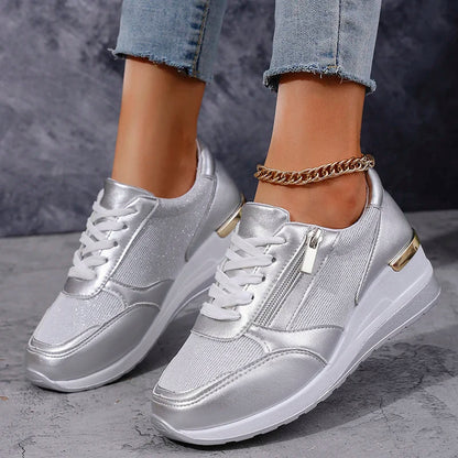 Nicole™ - Metallic Zip Sneakers