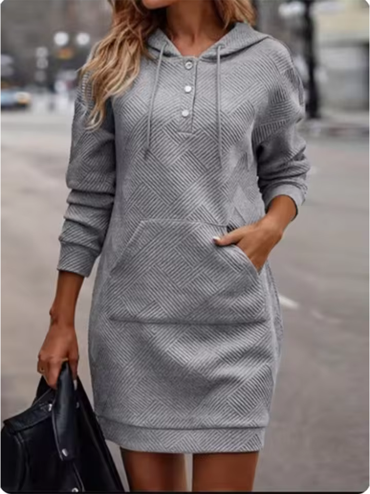Nica™- Button Hooded Dress
