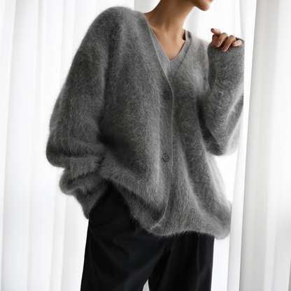 Serena™ - Buttoned Furry Cardigan