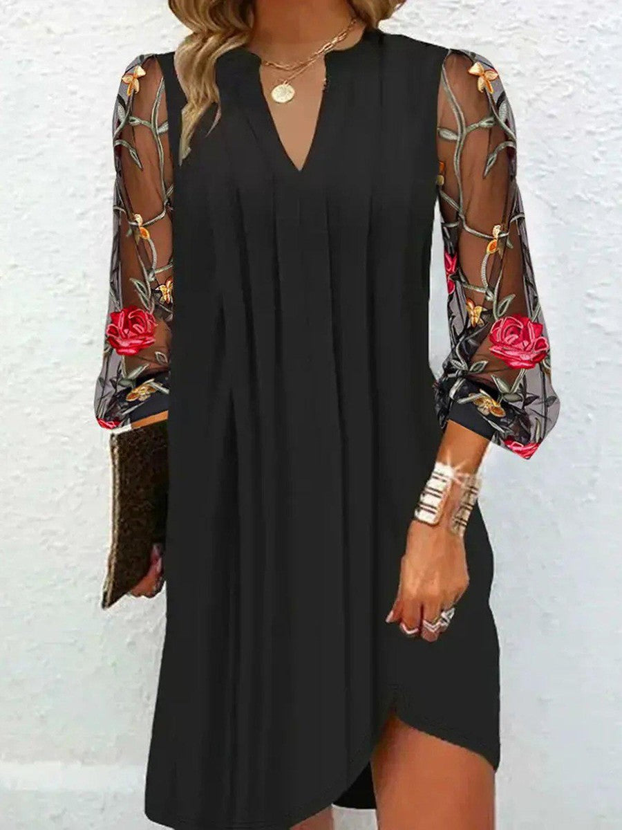 Antonia™ – V-neck mini dress with sheer sleeves