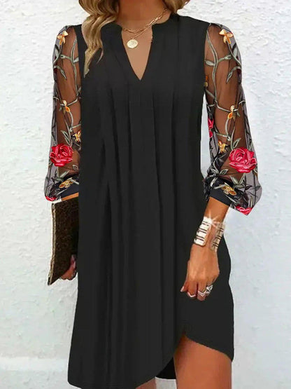Antonia™ – V-neck mini dress with sheer sleeves