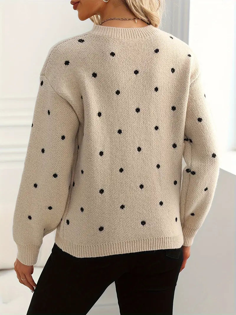 Liora™ - Polka Dot Crew Neck Sweater