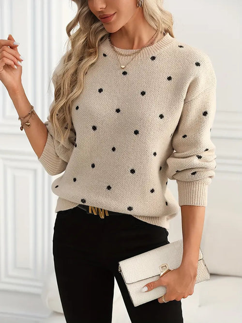Liora™ - Polka Dot Crew Neck Sweater