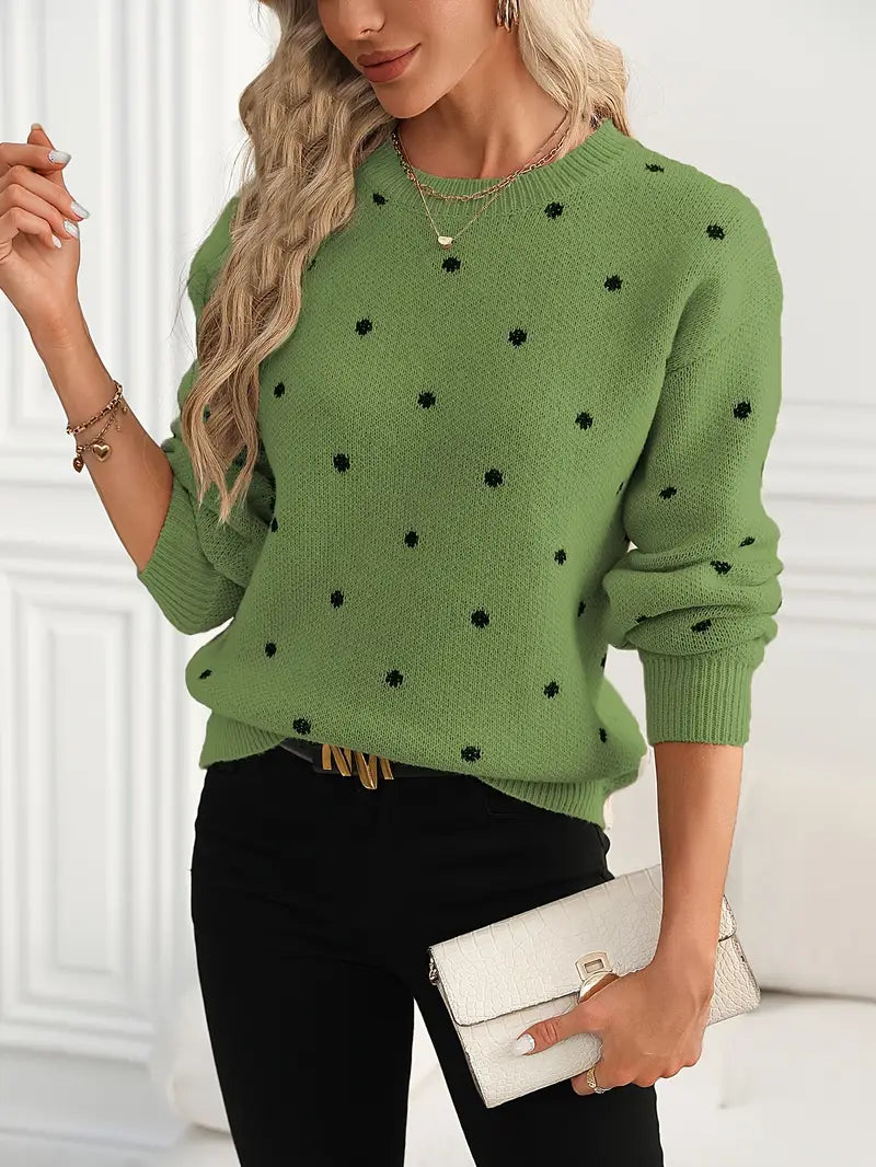 Liora™ - Polka Dot Crew Neck Sweater