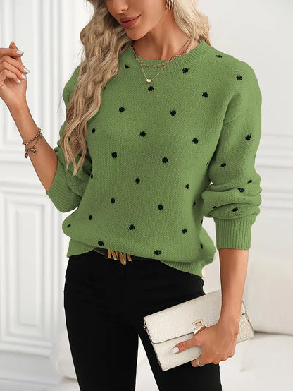 Liora™ - Polka Dot Crew Neck Sweater