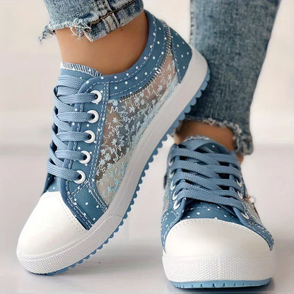 Lara™ - Sneakers with Floral Pattern and Mesh