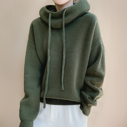 Lia™ Elegant High-Neck Knitted Hoodie
