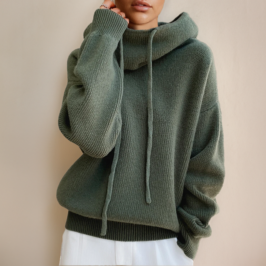 Lia™ Elegant High-Neck Knitted Hoodie