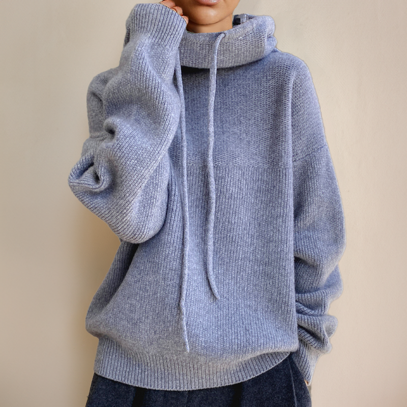 Lia™ Elegant High-Neck Knitted Hoodie
