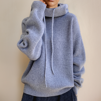 Lia™ Elegant High-Neck Knitted Hoodie