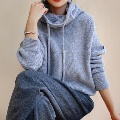 Lia™ Elegant High-Neck Knitted Hoodie