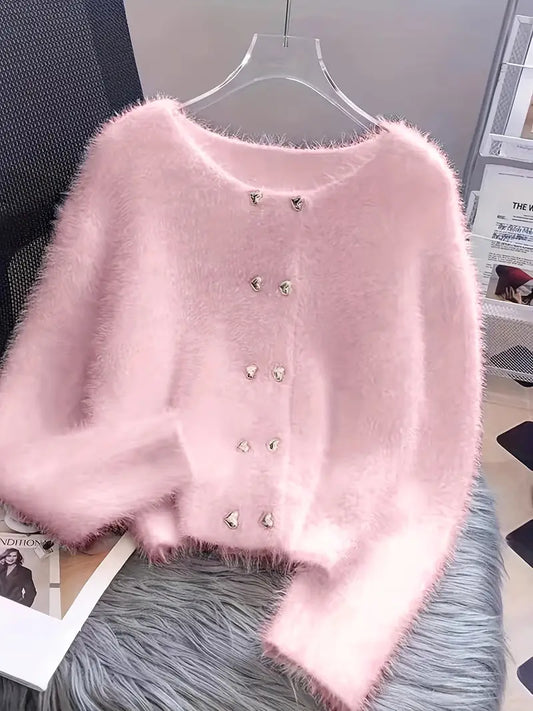 Fuzzy Heart Cardigan | Together against Breast Cancer
