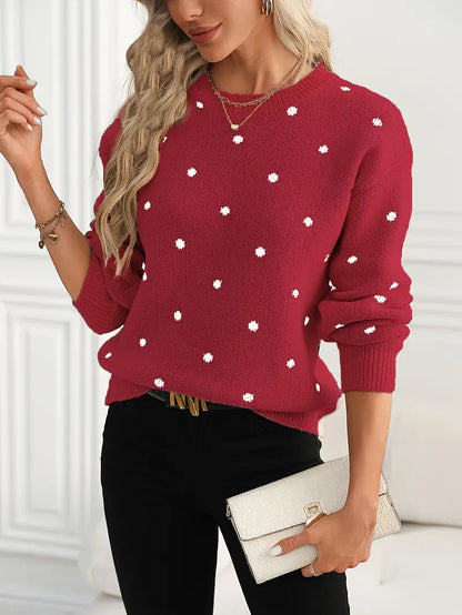 Liora™ - Polka Dot Crew Neck Sweater