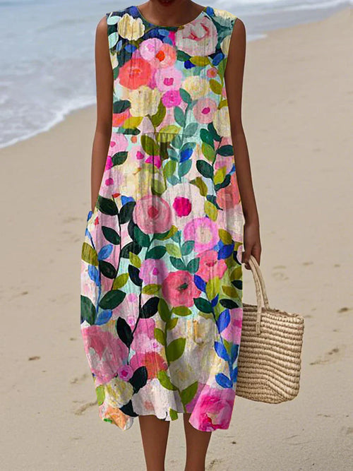 Floraine™ - Sleeveless floral dress for women