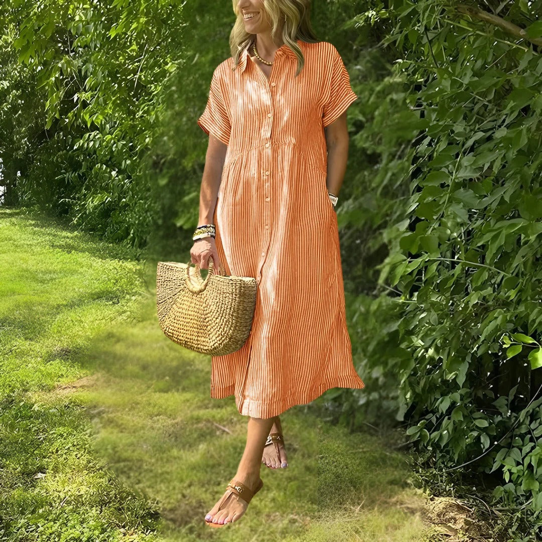 Tyra™ - Striped Shirt Dress