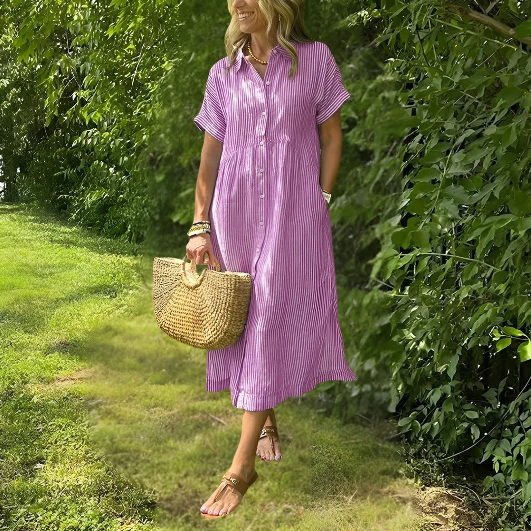 Tyra™ - Striped Shirt Dress