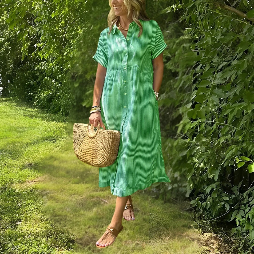 Tyra™ - Striped Shirt Dress