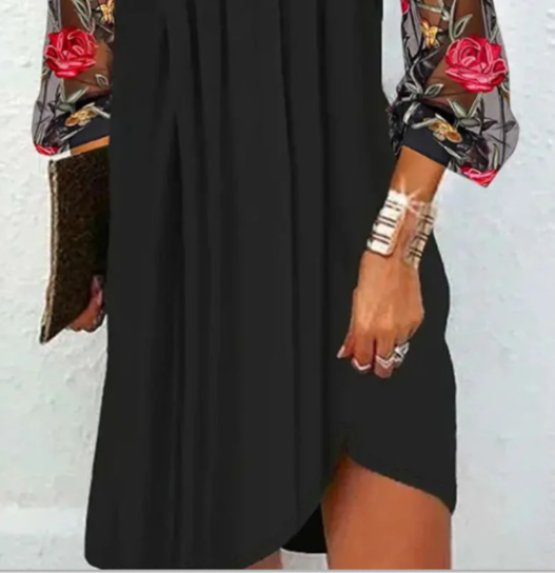 Antonia™ – V-neck mini dress with sheer sleeves