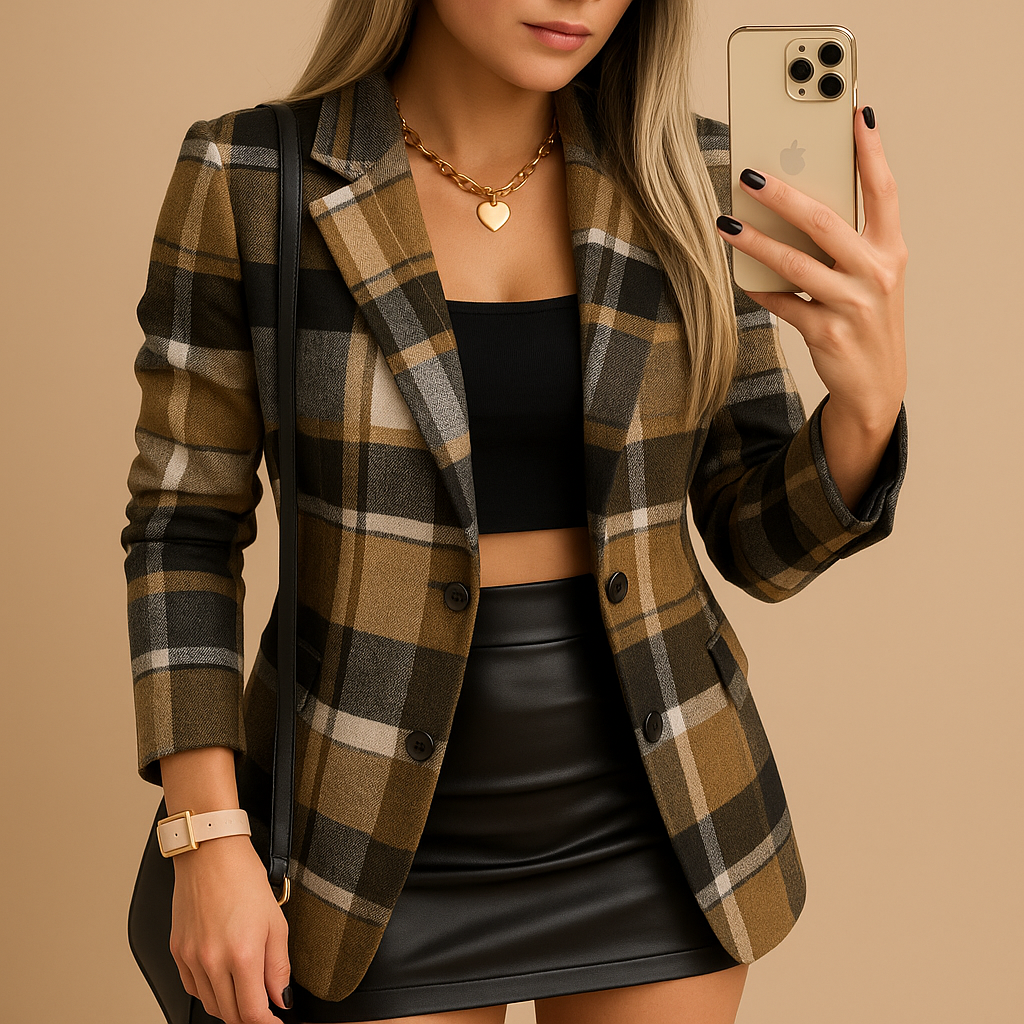 Elvira™ - Plaid Long Blazer